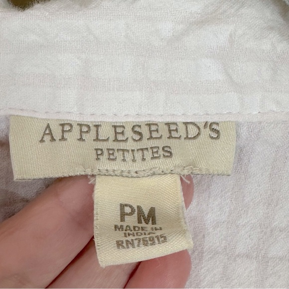 Appleseed's White Pink Striped Seersucker Shirt & Cropped Pants Set PM - Picture 2 of 13